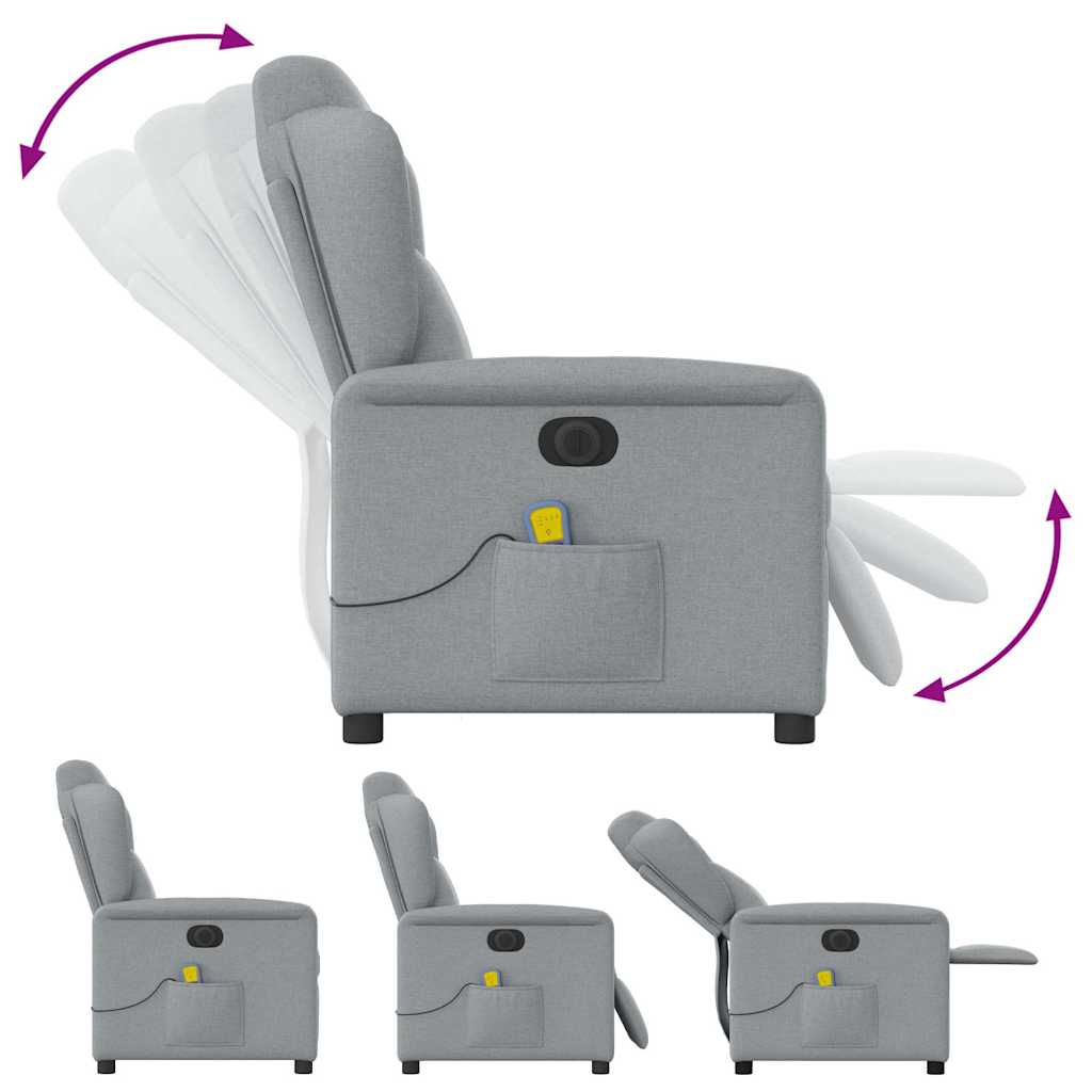 Fauteuil de massage inclinable électrique gris clair tissu - XIOS