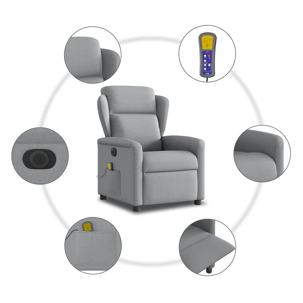 Fauteuil de massage inclinable électrique gris clair tissu - XIOS