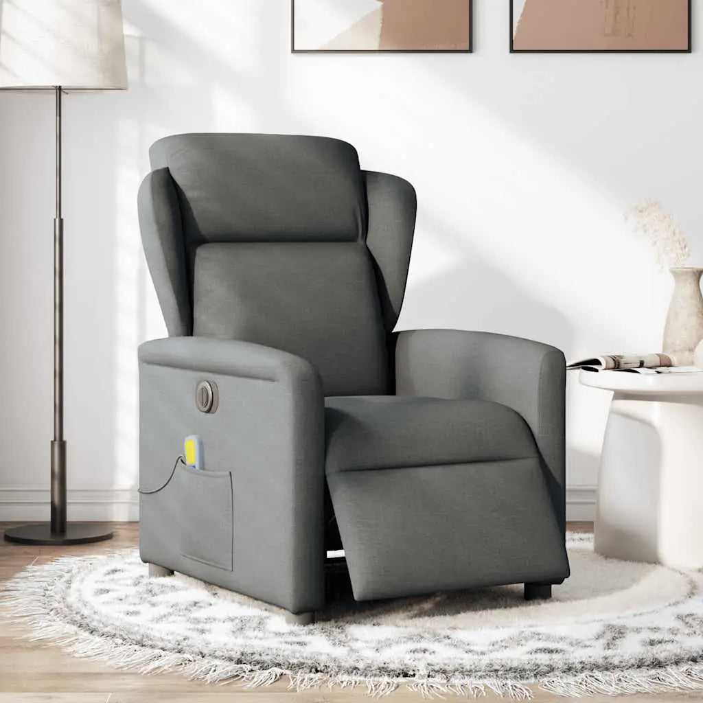 Fauteuil inclinable de massage électrique gris foncé tissu - XIOS