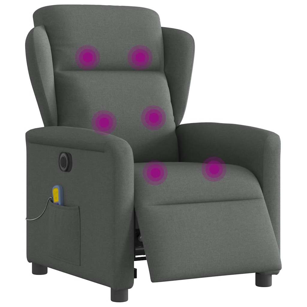 Fauteuil inclinable de massage électrique gris foncé tissu - XIOS