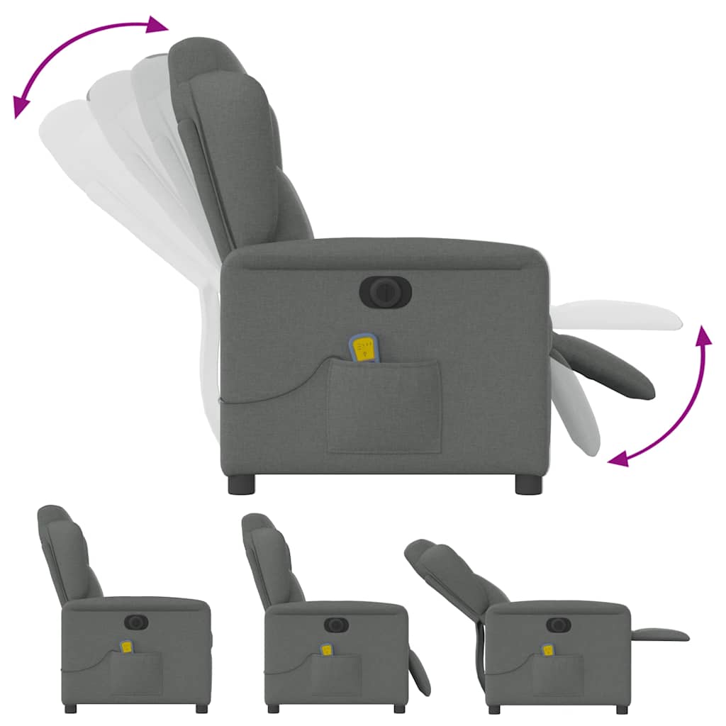 Fauteuil inclinable de massage électrique gris foncé tissu - XIOS