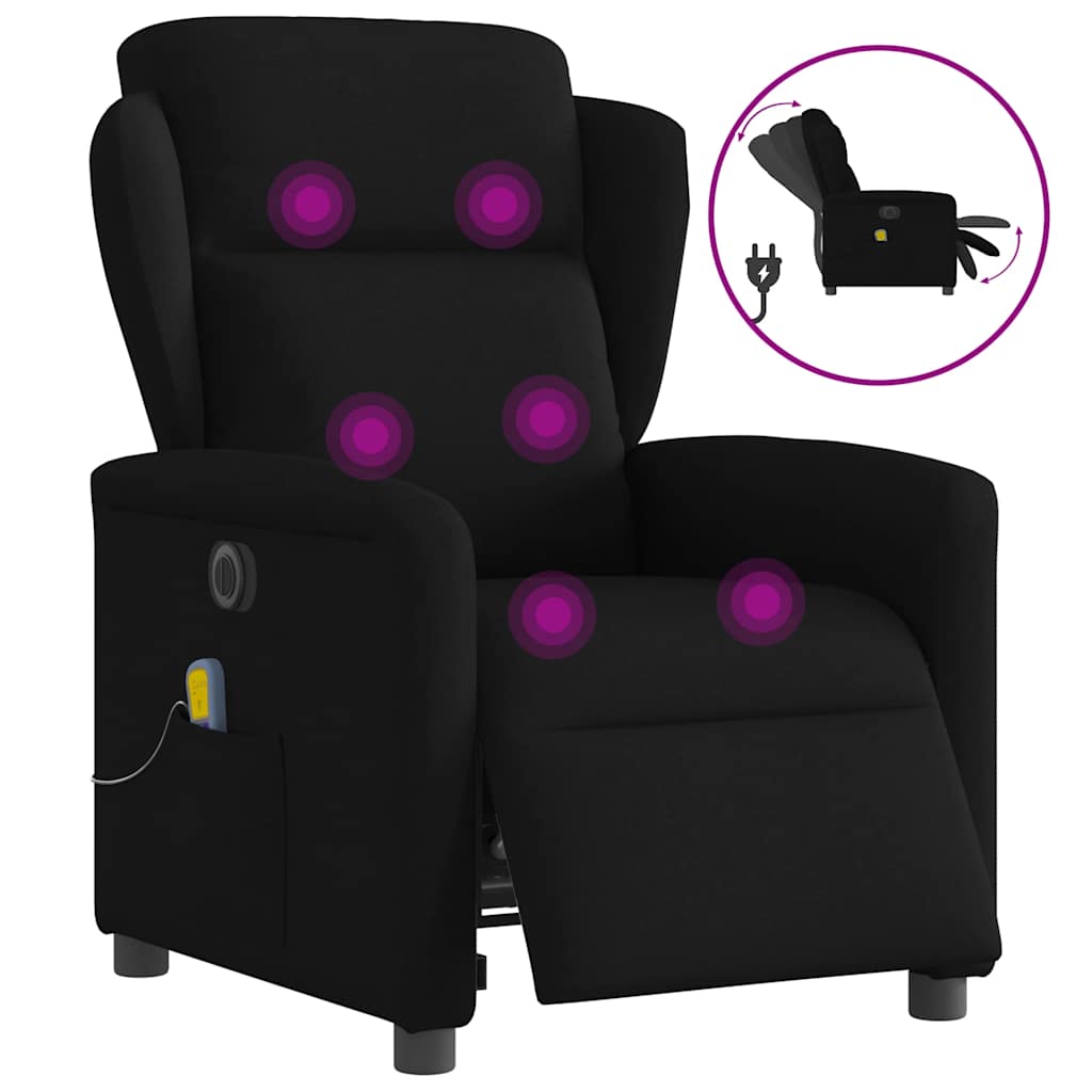 Fauteuil de massage inclinable électrique Noir Tissu - XIOS