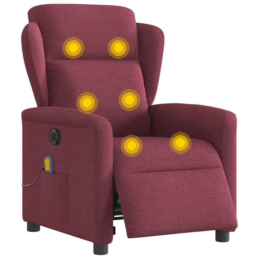 Fauteuil de massage inclinable électrique Rouge bordeaux Tissu - XIOS