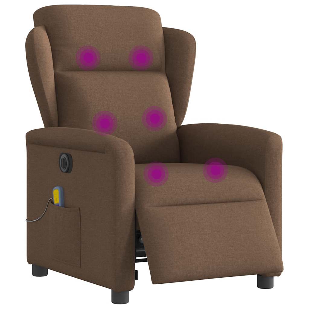 Fauteuil inclinable de massage électrique marron tissu - XIOS