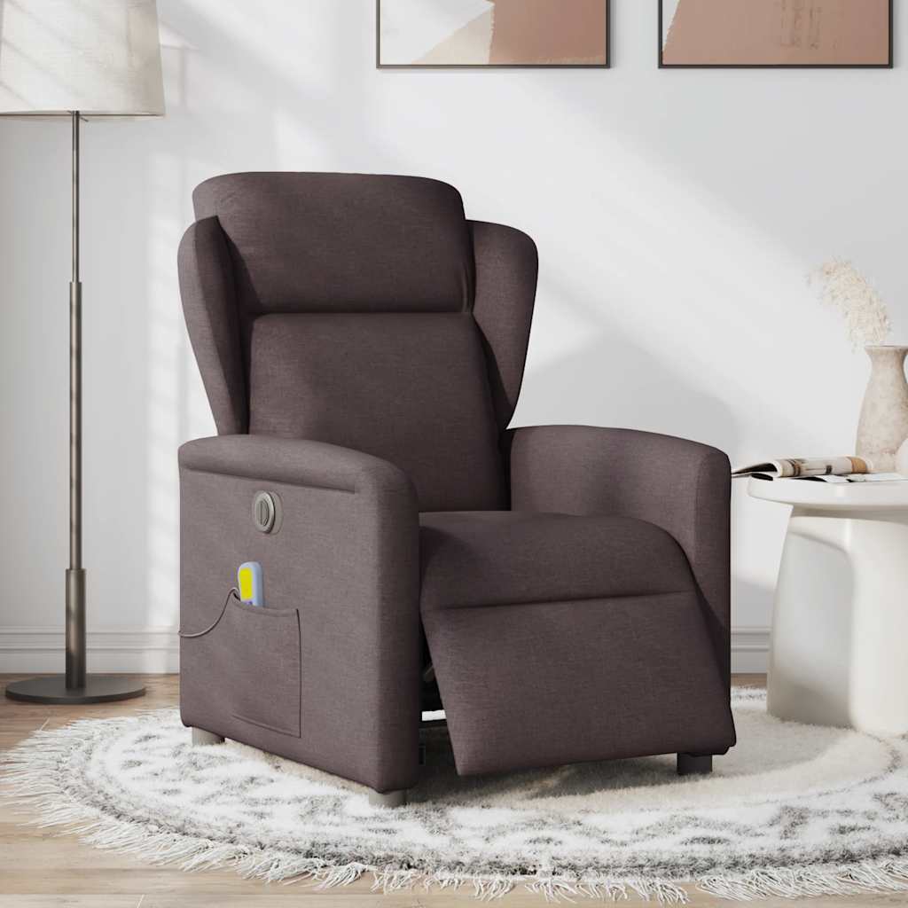 Fauteuil de massage inclinable électrique Marron foncé Tissu - XIOS