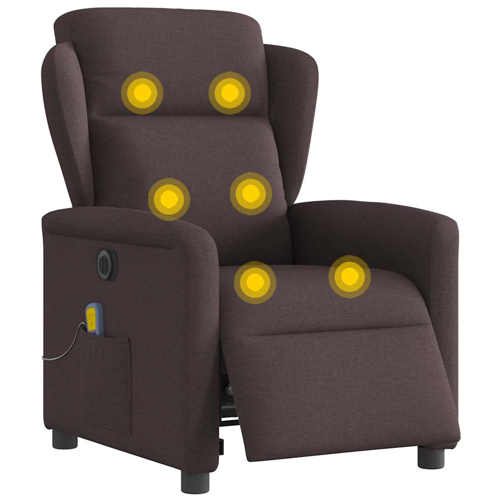 Fauteuil de massage inclinable électrique Marron foncé Tissu - XIOS