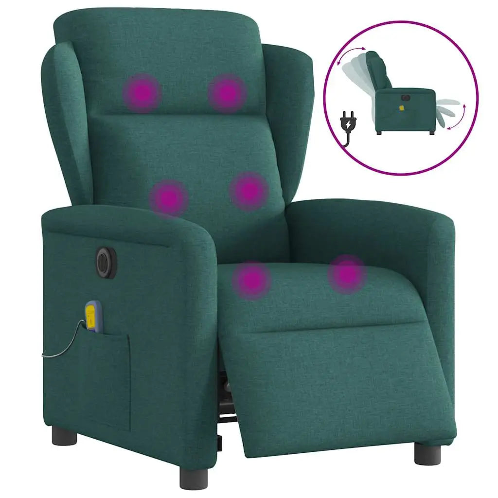 Fauteuil de massage inclinable électrique Vert foncé Tissu - XIOS