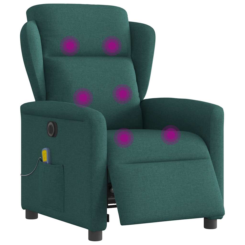 Fauteuil de massage inclinable électrique Vert foncé Tissu - XIOS