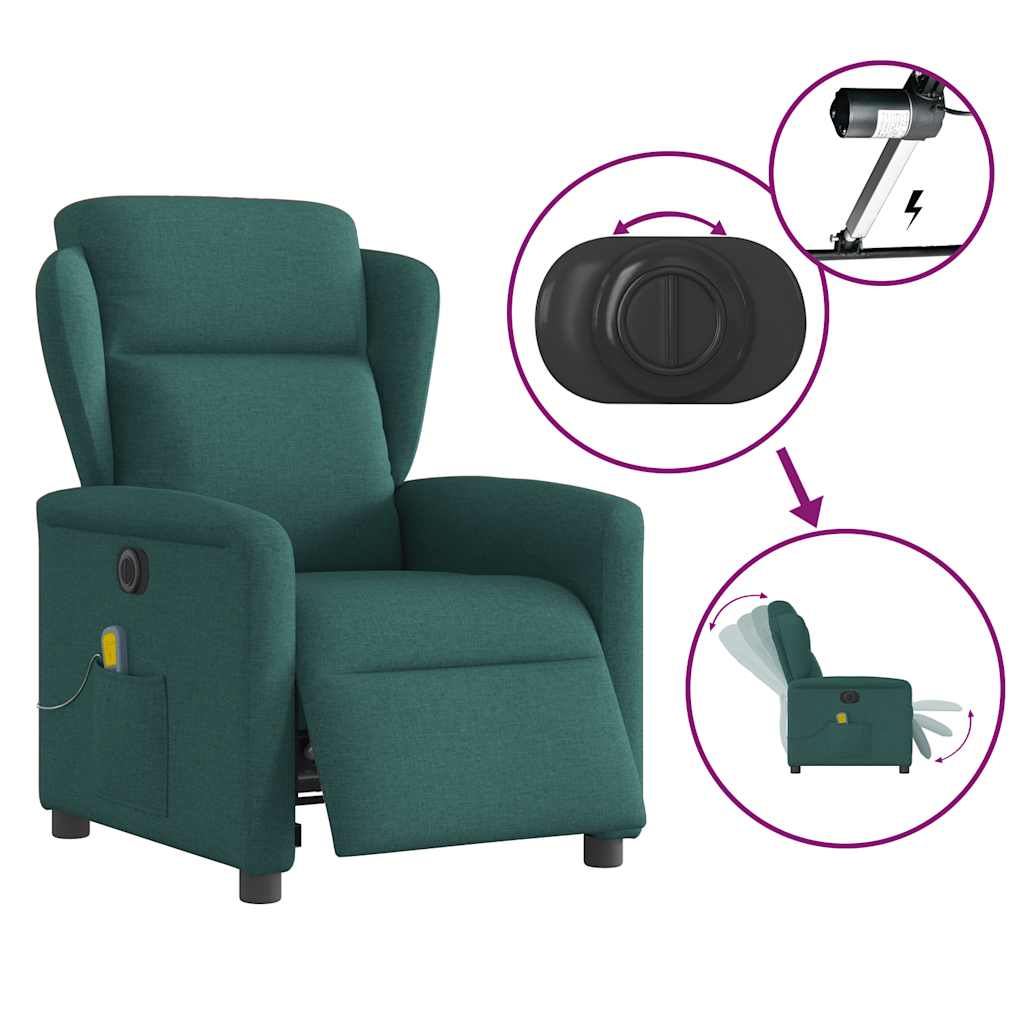 Fauteuil de massage inclinable électrique Vert foncé Tissu - XIOS