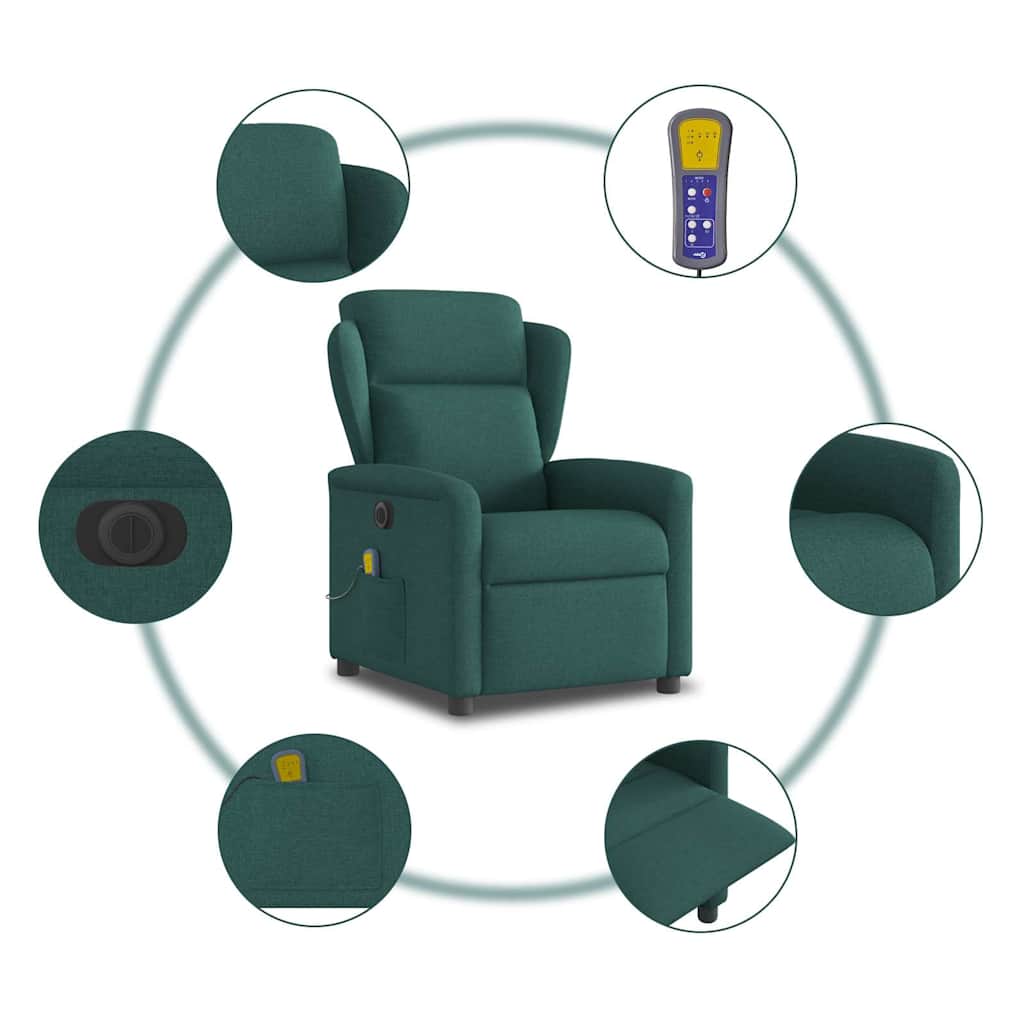 Fauteuil de massage inclinable électrique Vert foncé Tissu - XIOS