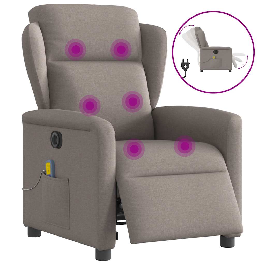 Fauteuil de massage inclinable électrique Taupe Tissu - XIOS