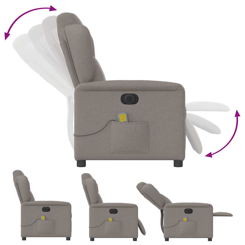 Fauteuil de massage inclinable électrique Taupe Tissu - XIOS
