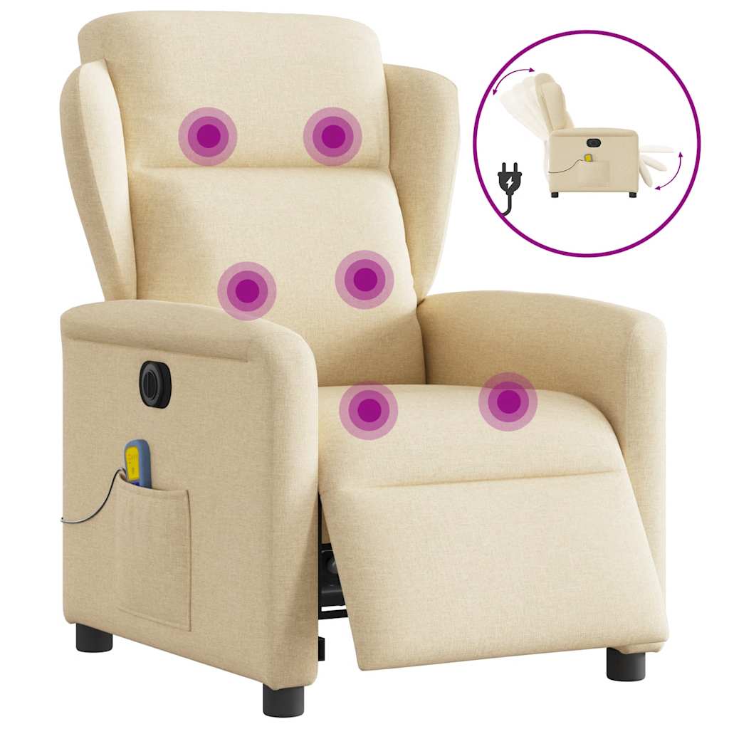 Fauteuil inclinable de massage électrique crème tissu - XIOS