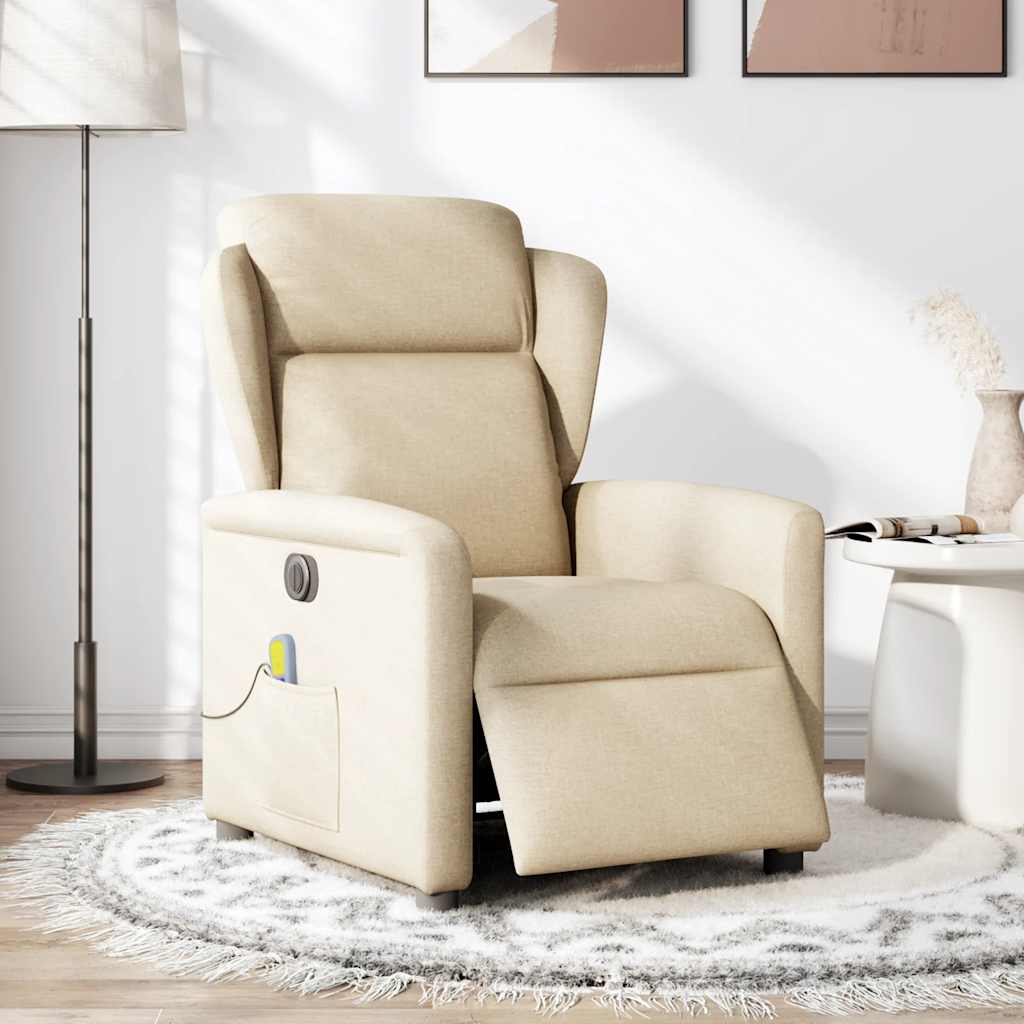 Fauteuil inclinable de massage électrique crème tissu - XIOS