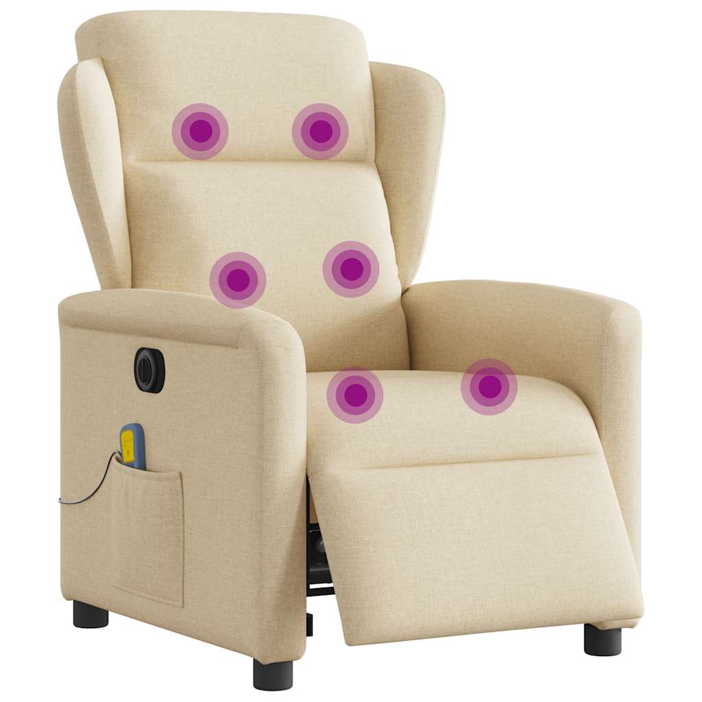 Fauteuil inclinable de massage électrique crème tissu - XIOS