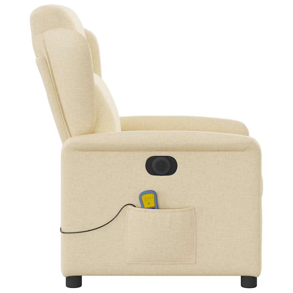 Fauteuil inclinable de massage électrique crème tissu - XIOS