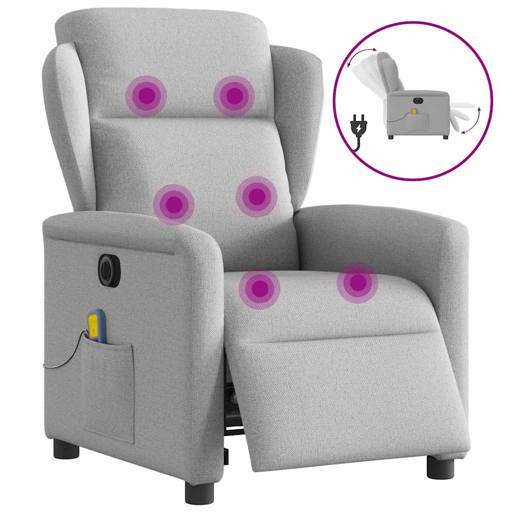 Fauteuil de massage inclinable électrique gris nuage tissu - XIOS
