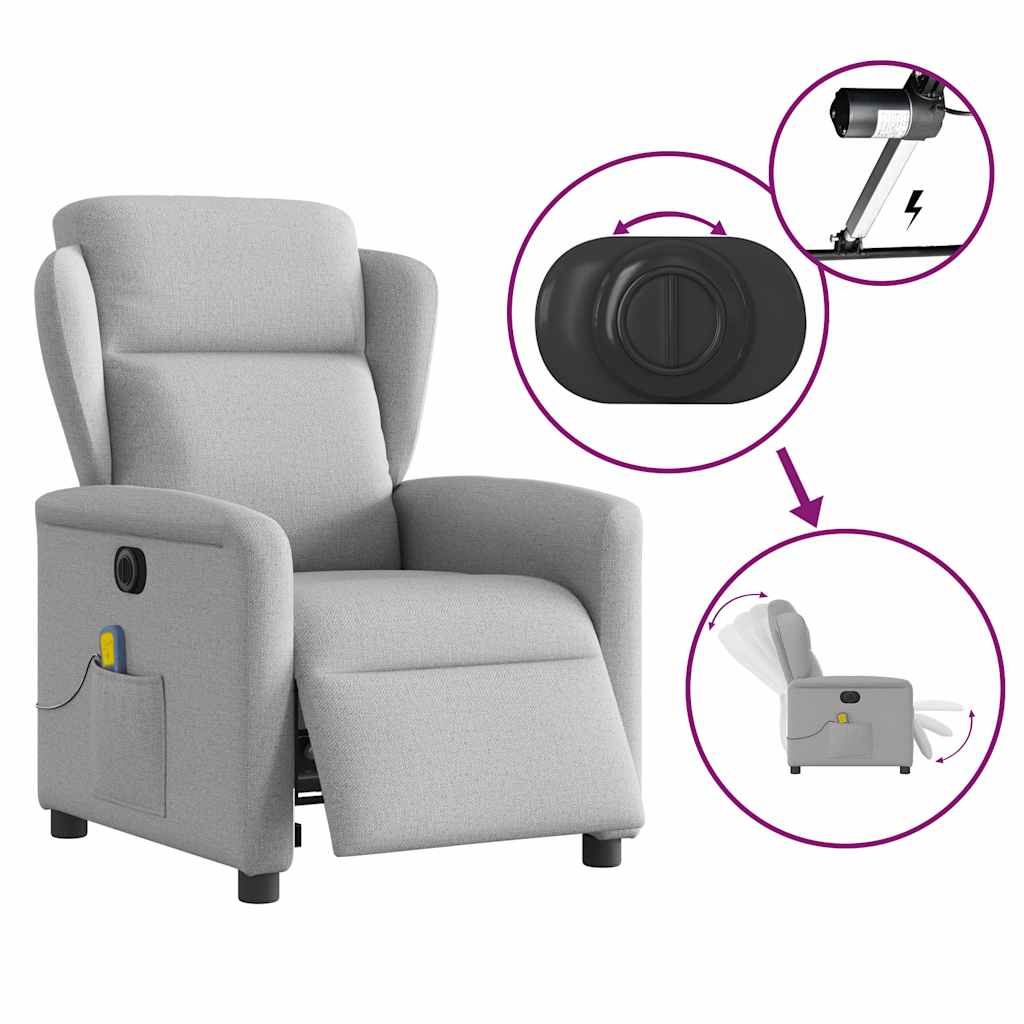 Fauteuil de massage inclinable électrique gris nuage tissu - XIOS