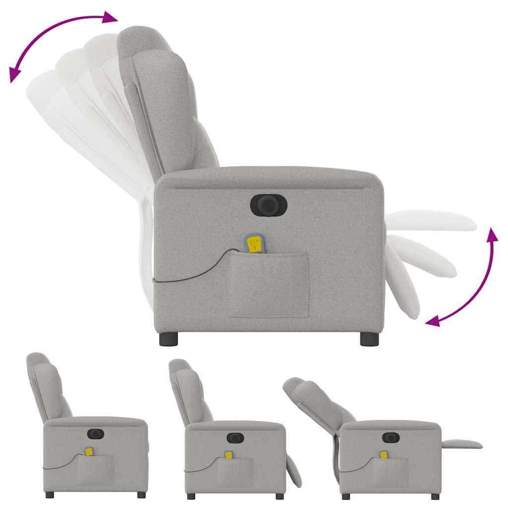 Fauteuil de massage inclinable électrique gris nuage tissu - XIOS