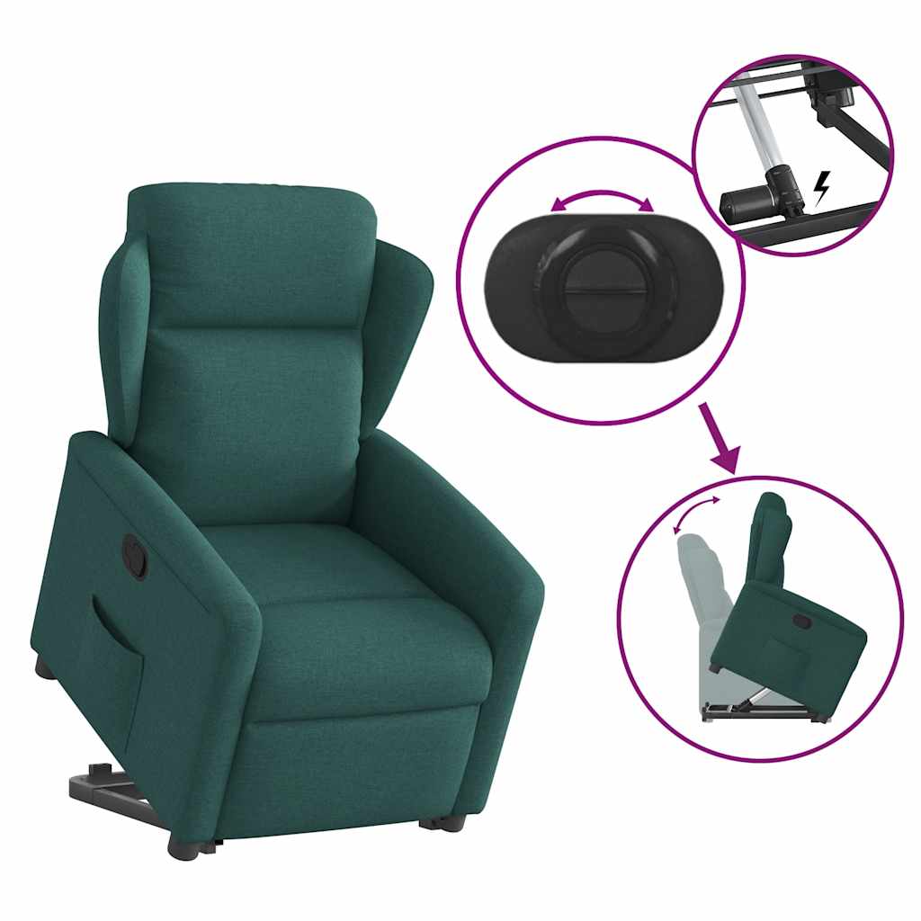 Fauteuil inclinable vert foncé tissu - XIOS