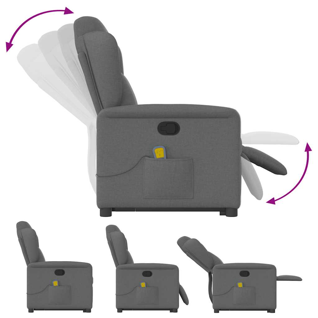 Fauteuil de massage inclinable Gris foncé Tissu - XIOS