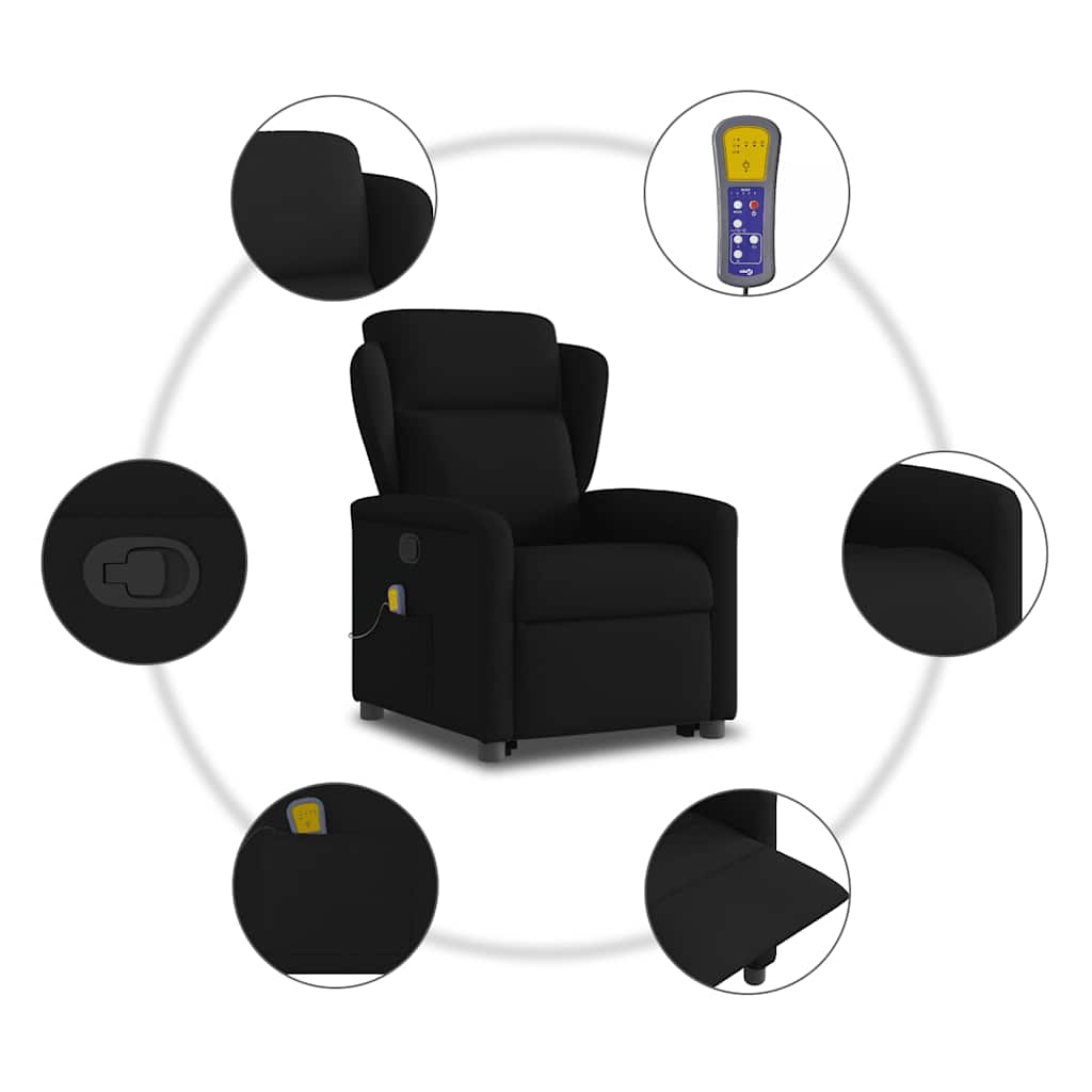 Fauteuil de massage inclinable Noir Tissu
