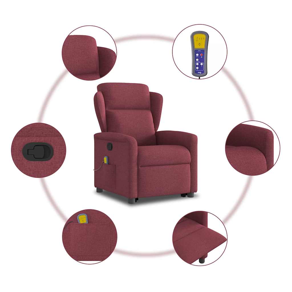 Fauteuil inclinable de massage Rouge bordeaux Tissu - XIOS