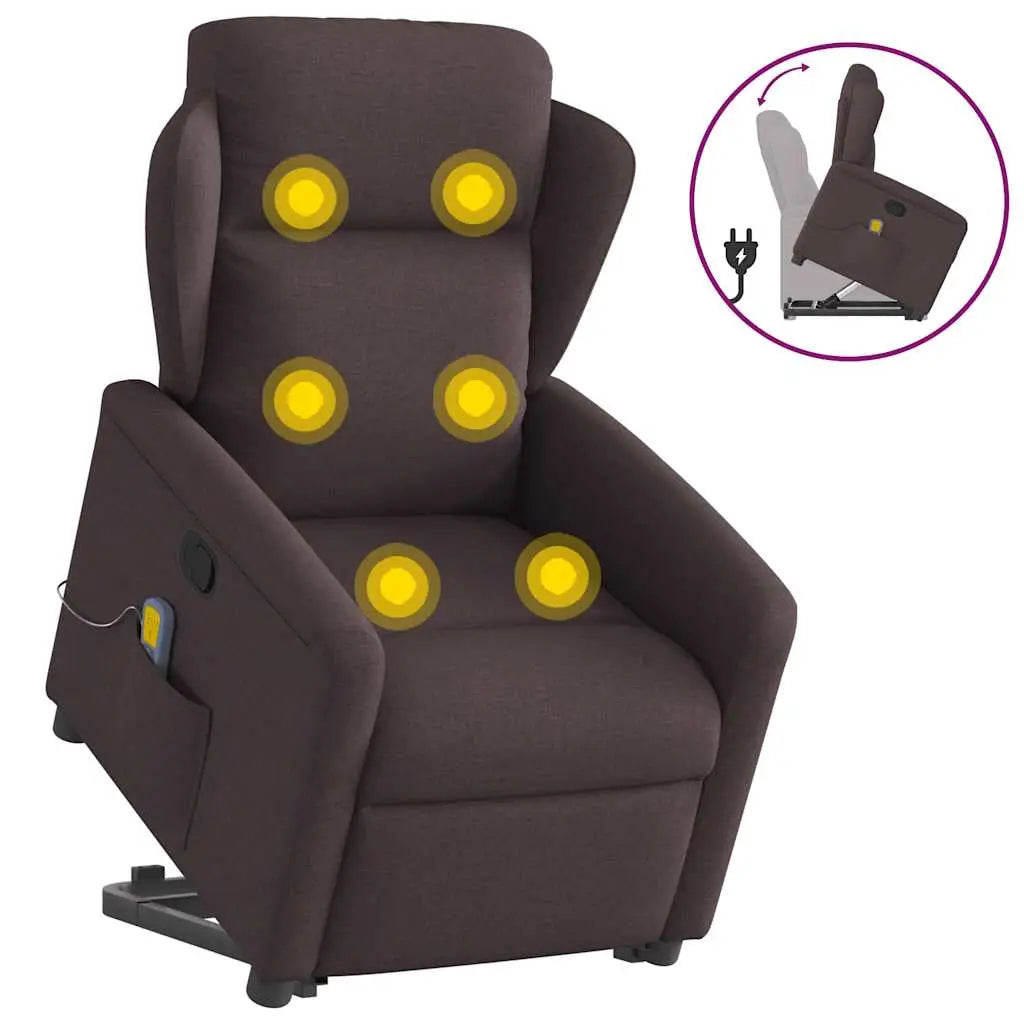 Fauteuil inclinable de massage Marron foncé Tissu - XIOS