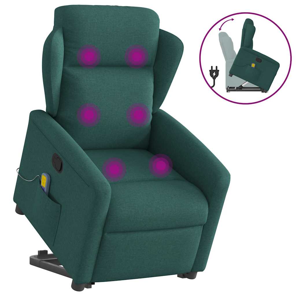 Fauteuil inclinable de massage Vert foncé Tissu - XIOS