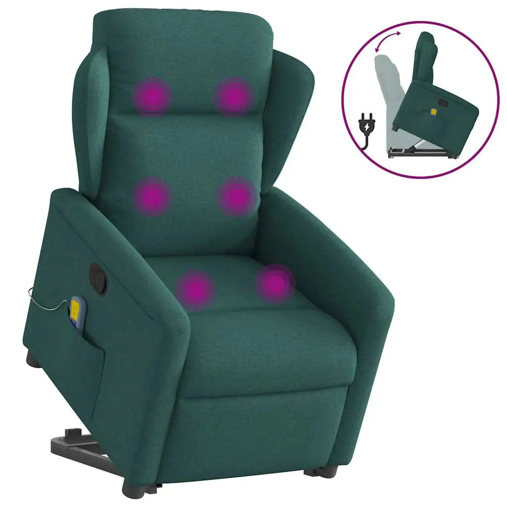 Fauteuil inclinable de massage Vert foncé Tissu - XIOS