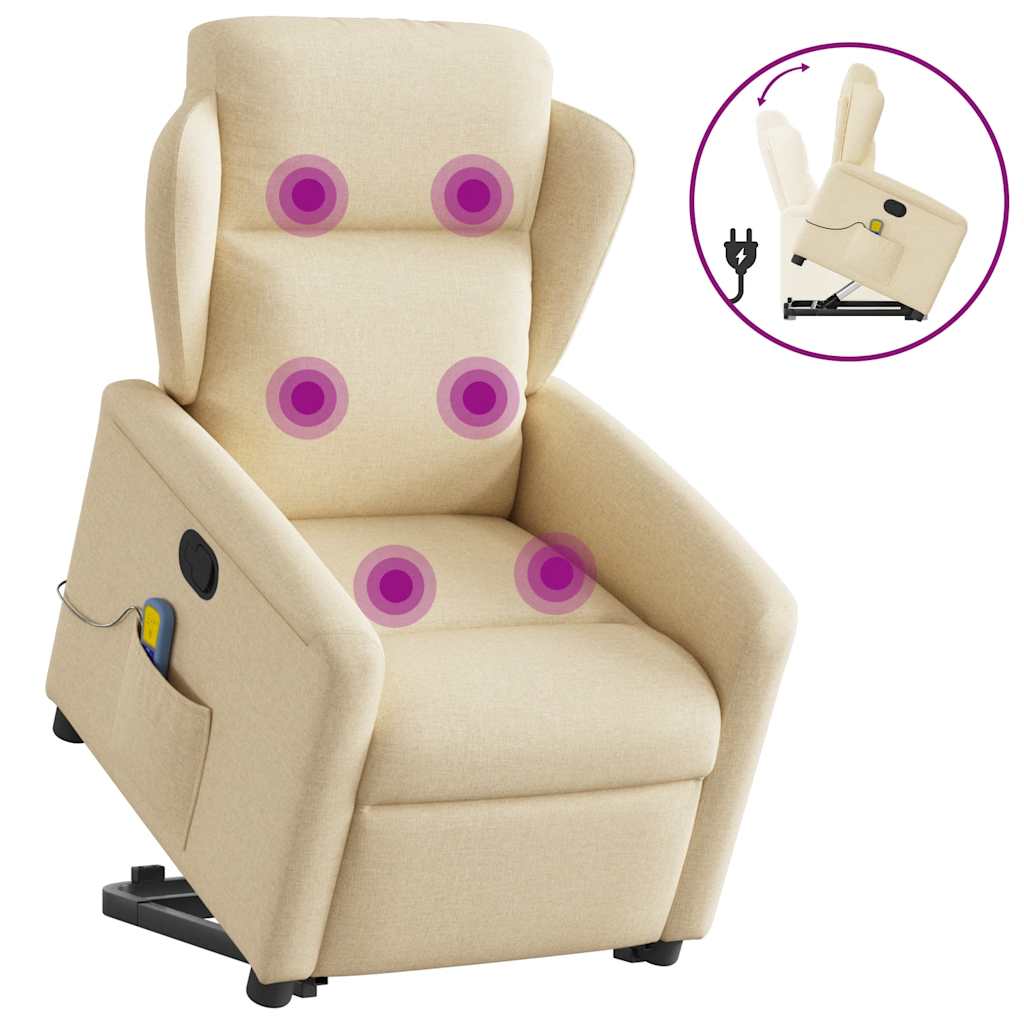 Fauteuil inclinable de massage Crème Tissu - XIOS