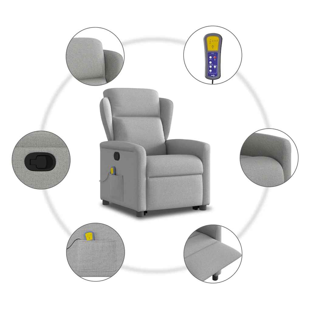 Fauteuil de massage inclinable gris nuage tissu - XIOS