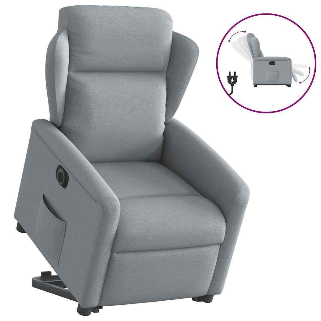 Fauteuil inclinable électrique gris clair tissu - XIOS