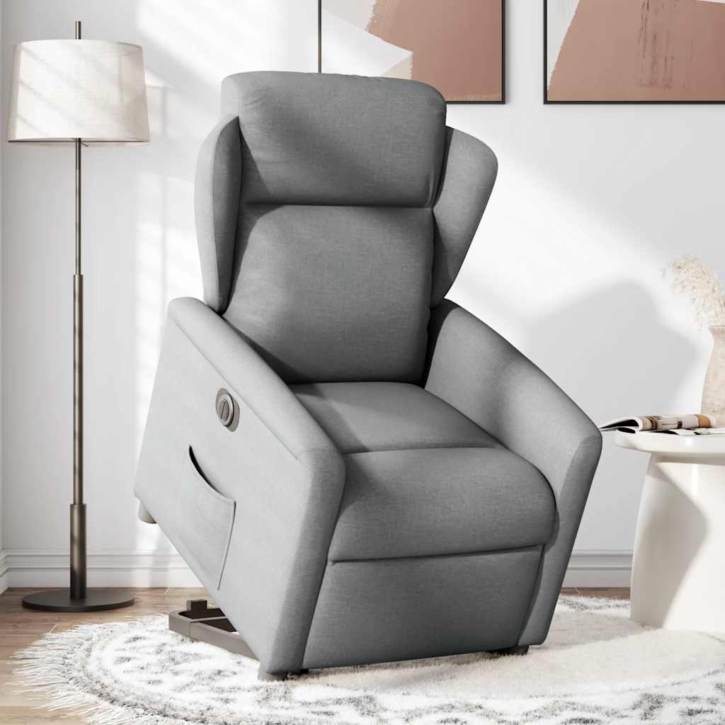 Fauteuil inclinable électrique gris clair tissu - XIOS