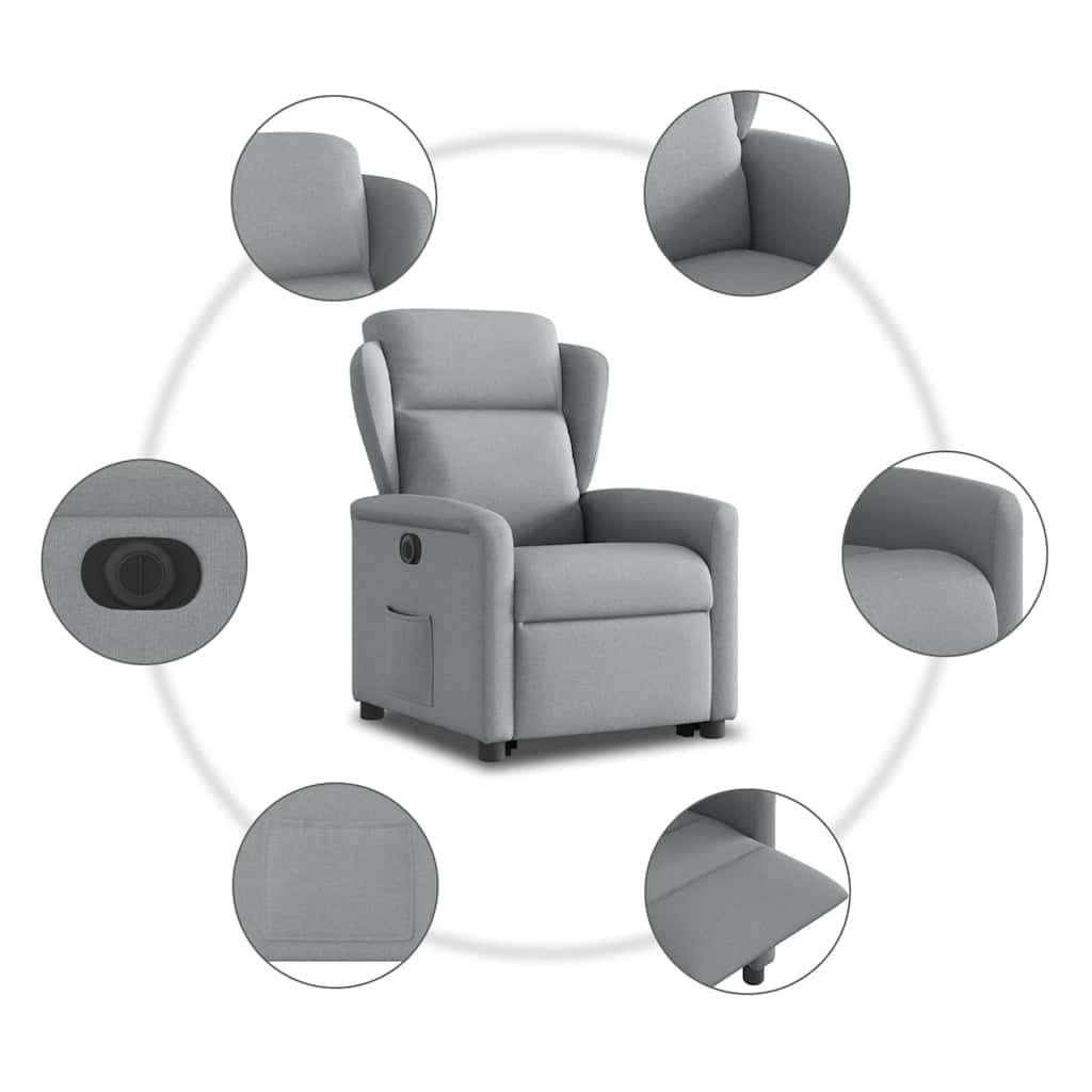 Fauteuil inclinable électrique gris clair tissu - XIOS