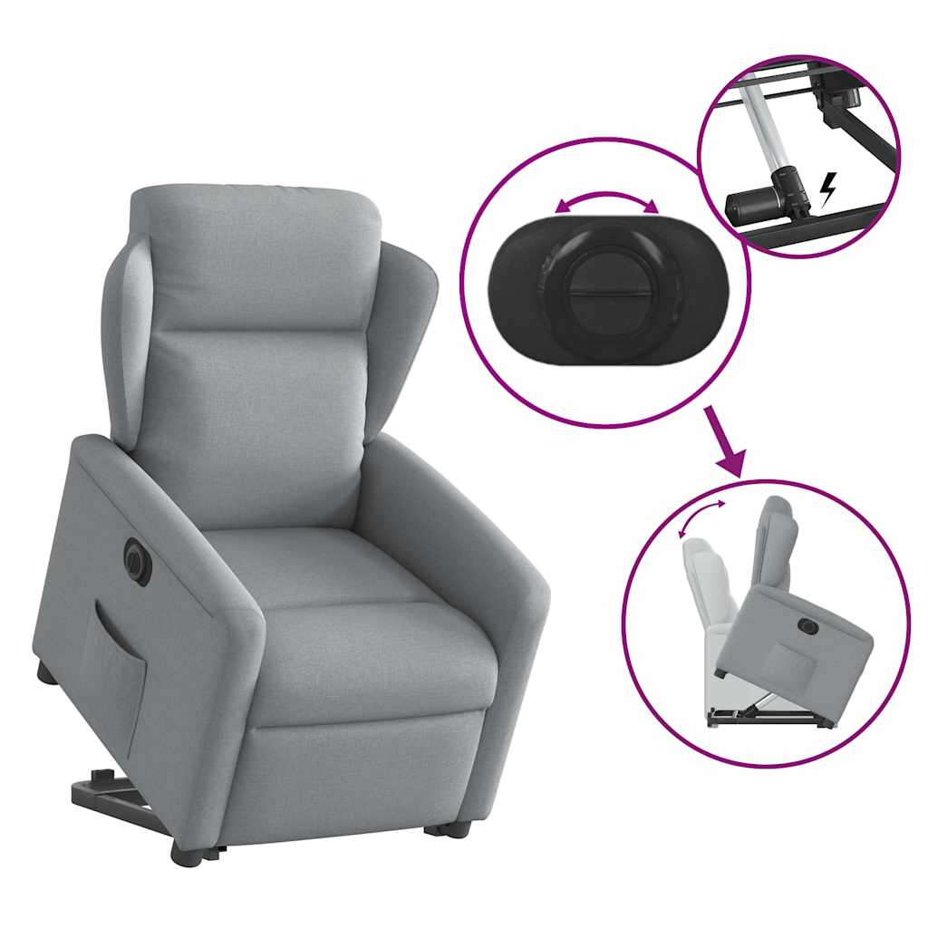 Fauteuil inclinable électrique gris clair tissu - XIOS