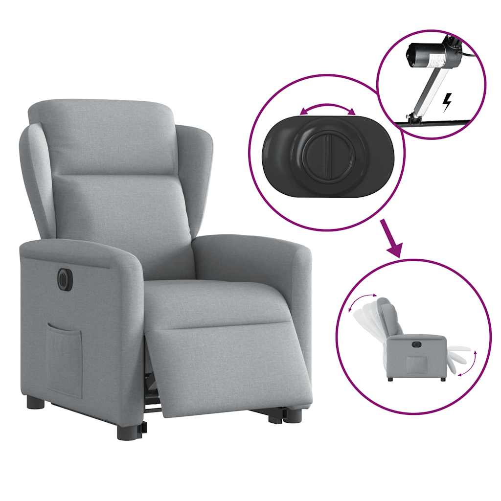 Fauteuil inclinable électrique gris clair tissu - XIOS