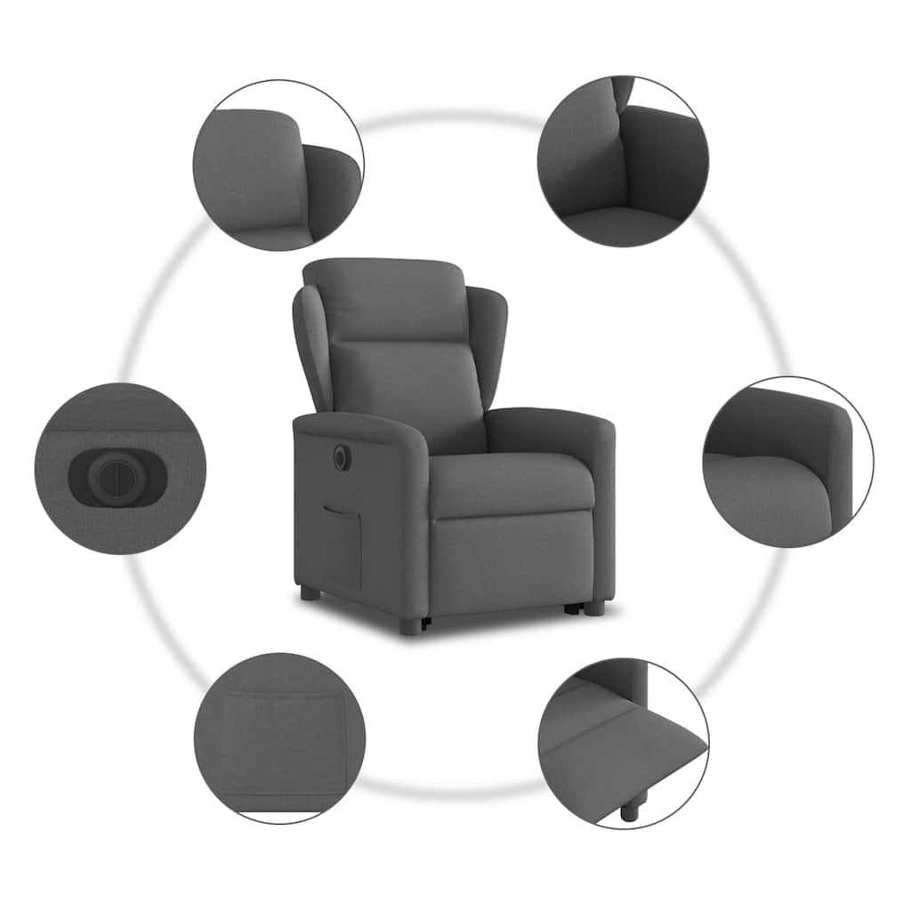 Fauteuil inclinable électrique gris foncé tissu