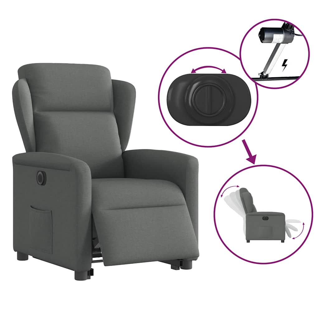 Fauteuil inclinable électrique gris foncé tissu - XIOS
