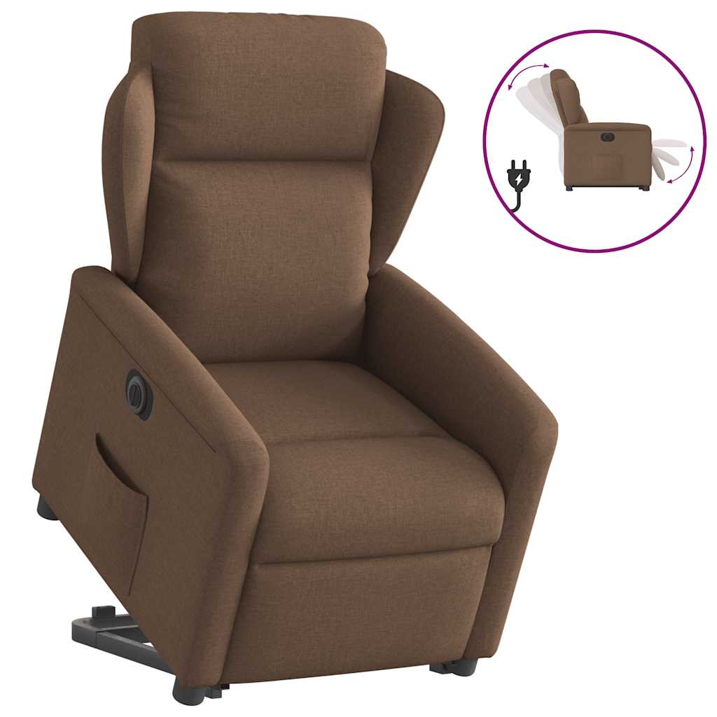 Fauteuil inclinable électrique marron tissu - XIOS