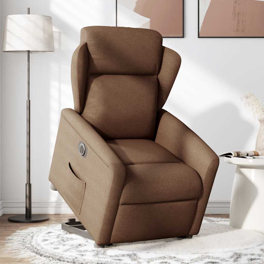 Fauteuil inclinable électrique marron tissu - XIOS