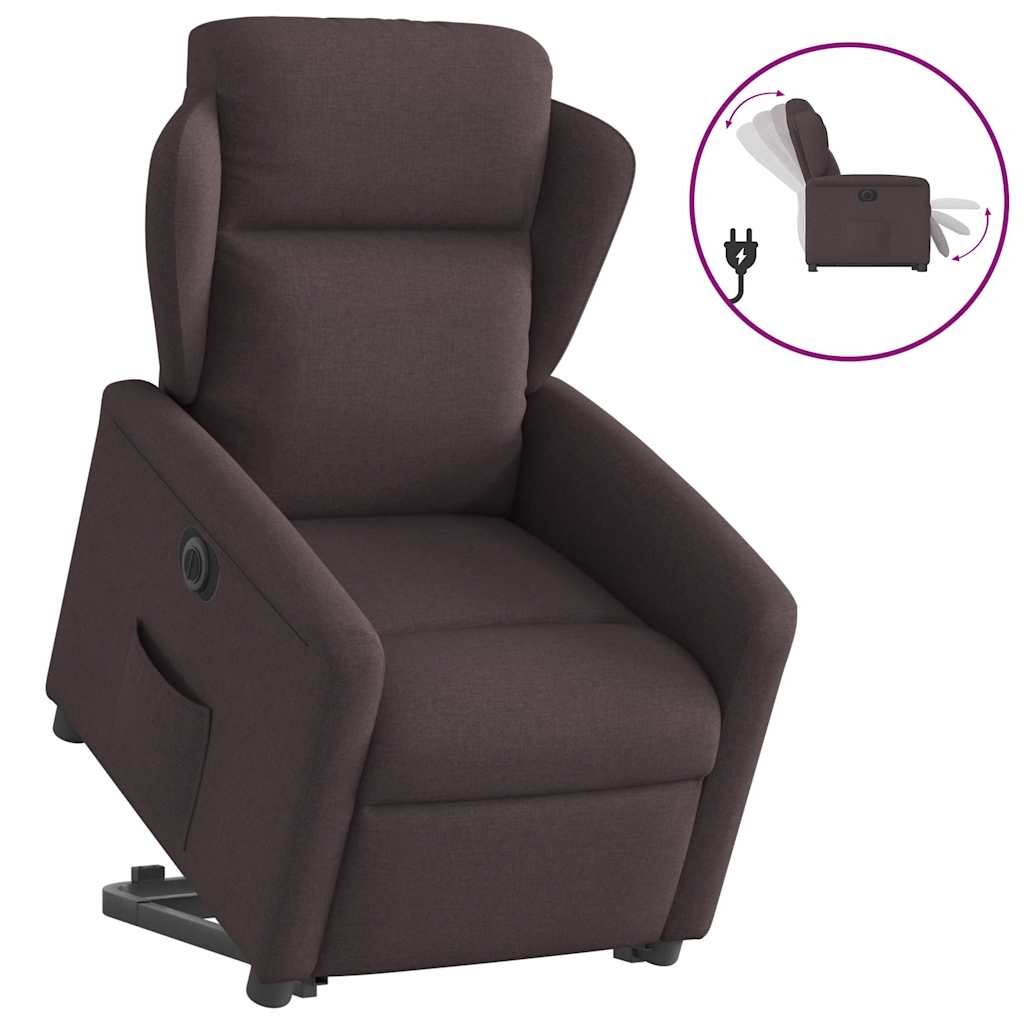 Fauteuil inclinable électrique marron foncé tissu - XIOS