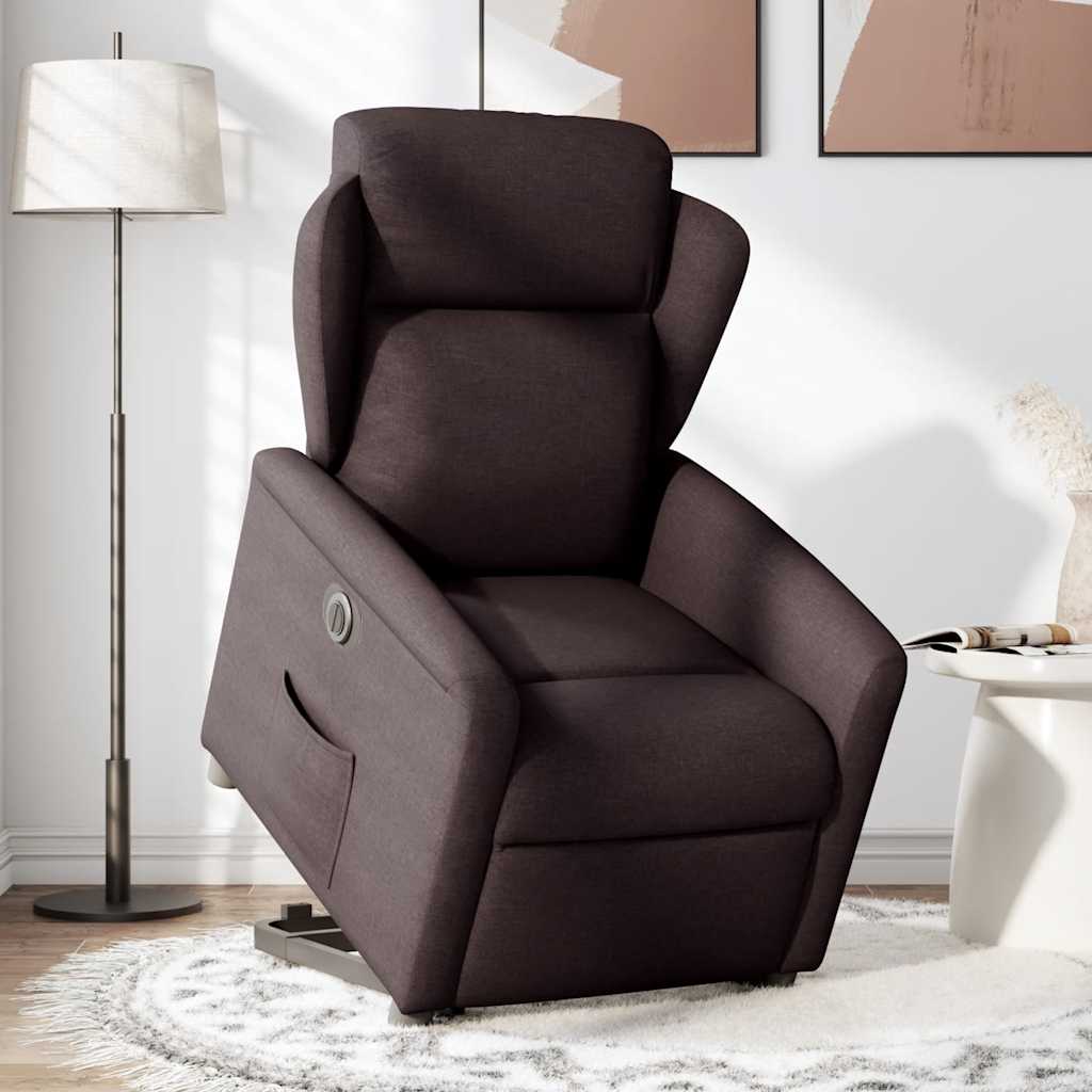 Fauteuil inclinable électrique marron foncé tissu