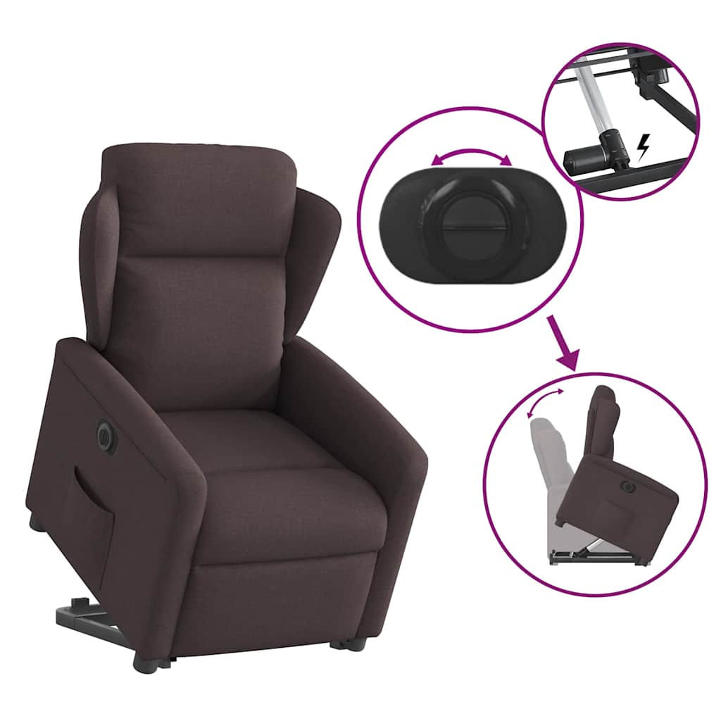 Fauteuil inclinable électrique marron foncé tissu - XIOS