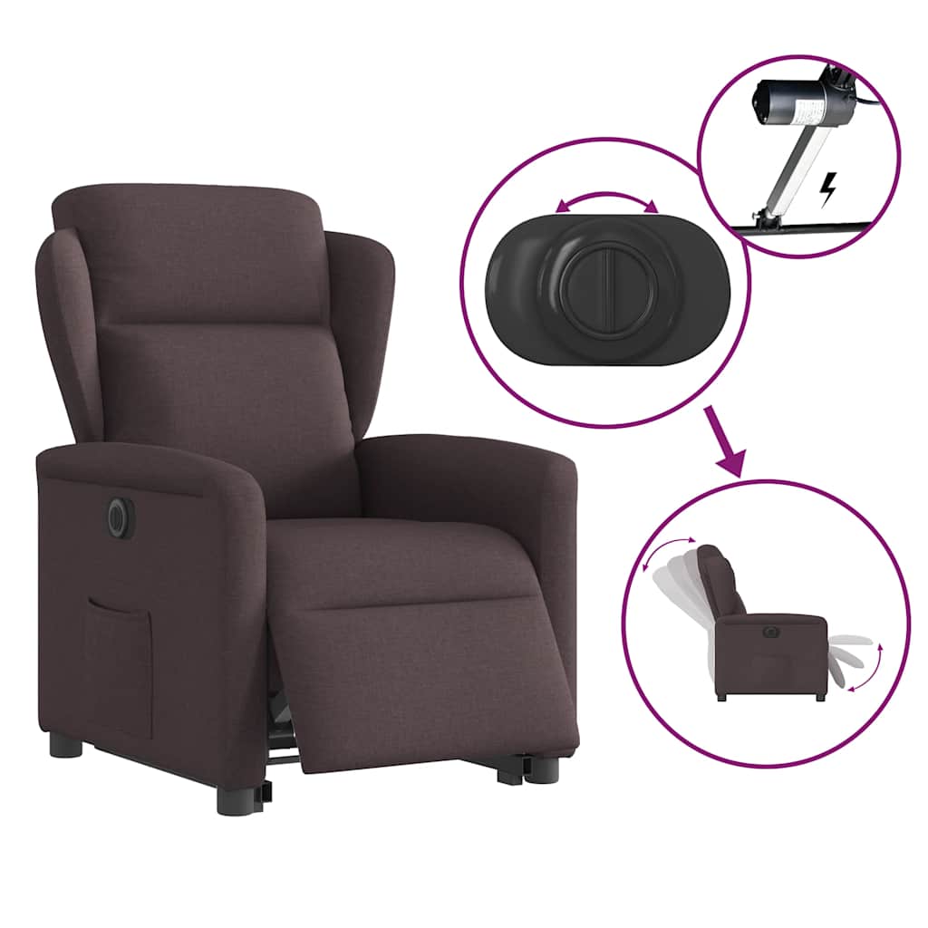 Fauteuil inclinable électrique marron foncé tissu - XIOS