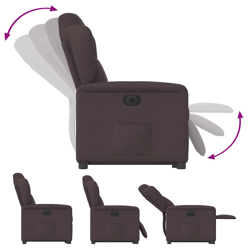 Fauteuil inclinable électrique marron foncé tissu - XIOS