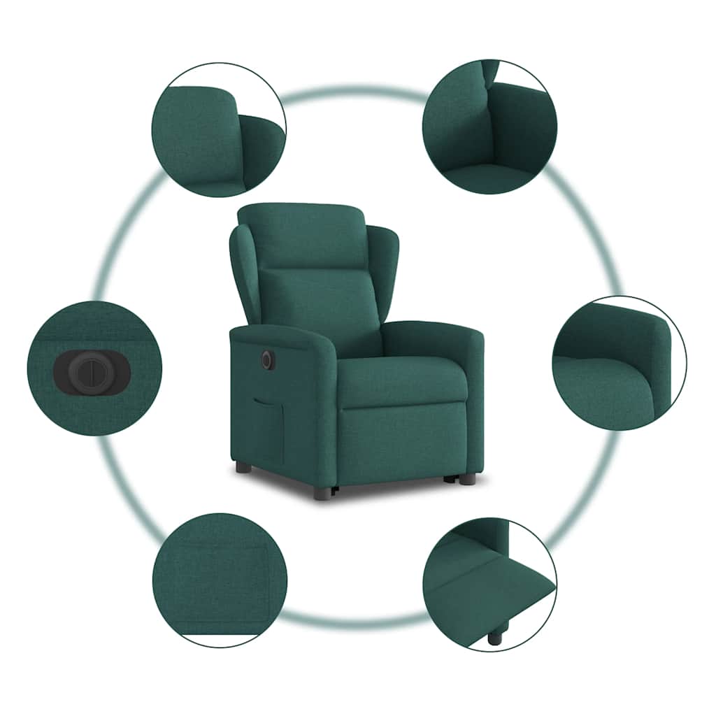 Fauteuil inclinable électrique vert foncé tissu - XIOS