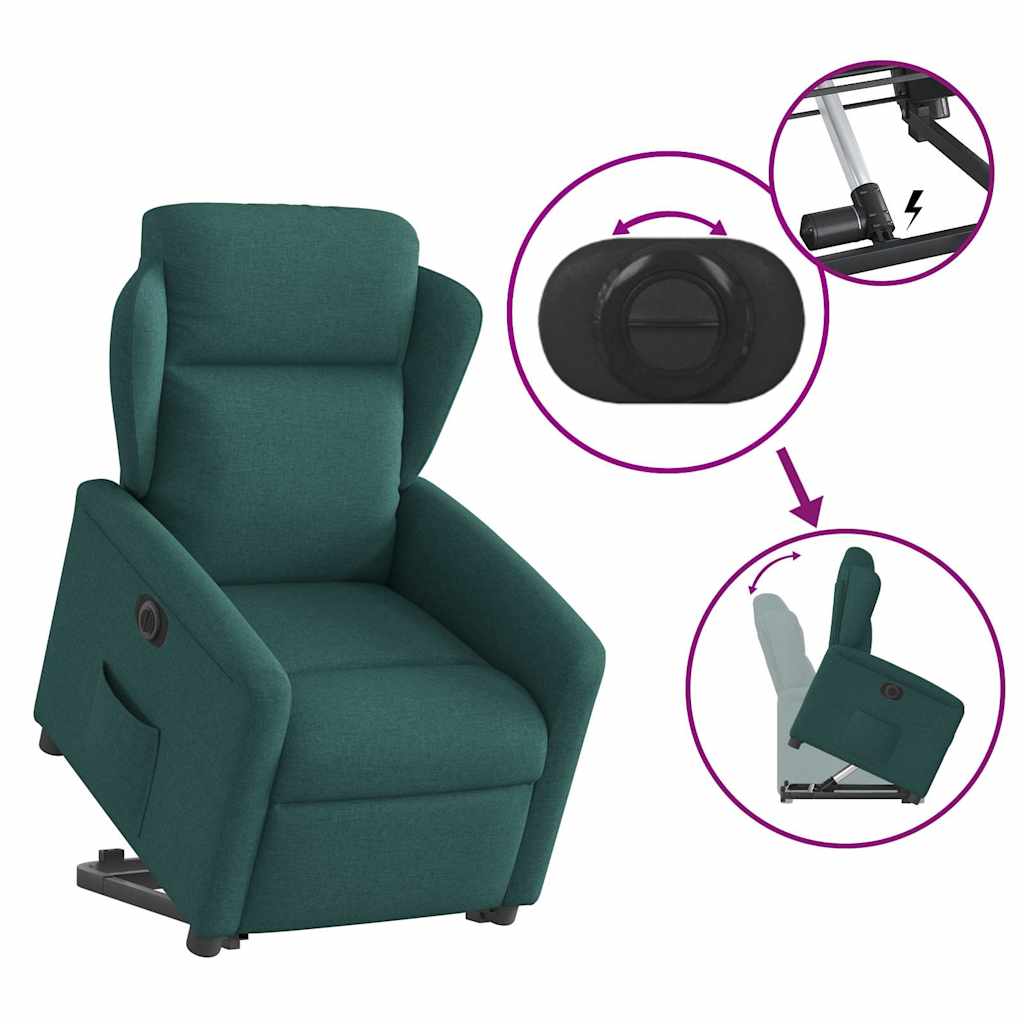 Fauteuil inclinable électrique vert foncé tissu - XIOS