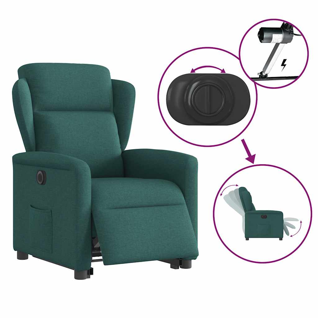Fauteuil inclinable électrique vert foncé tissu - XIOS
