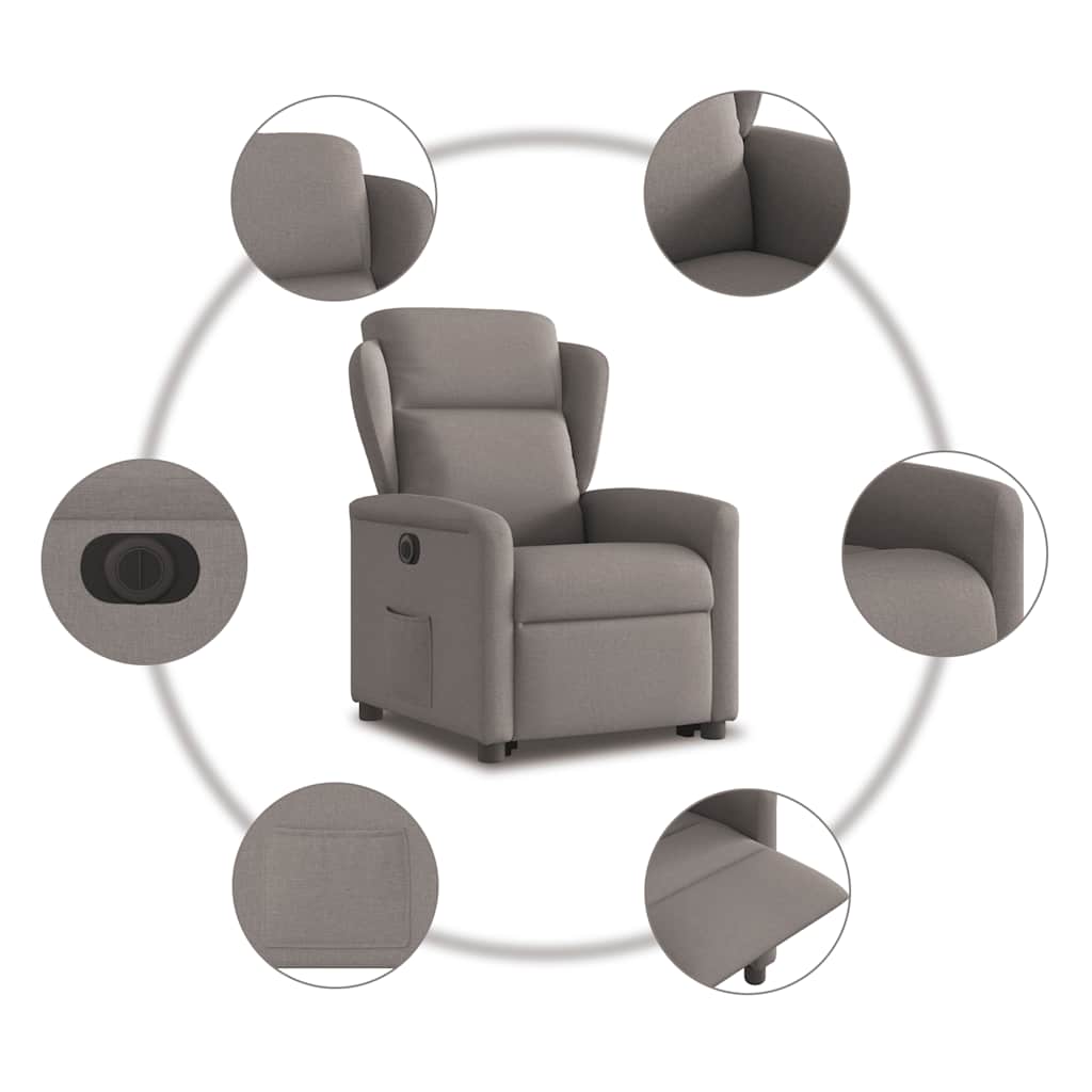 Fauteuil inclinable électrique taupe tissu - XIOS
